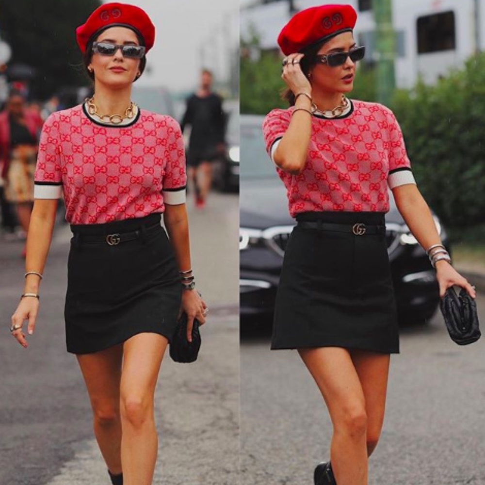 Gucci Wool beret with GG patch color red